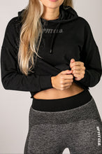 Load image into Gallery viewer, UPFITCLO LADIES OVERSIZED CROPPED HOODIE BLACK