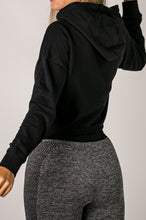 Load image into Gallery viewer, UPFITCLO LADIES OVERSIZED CROPPED HOODIE BLACK